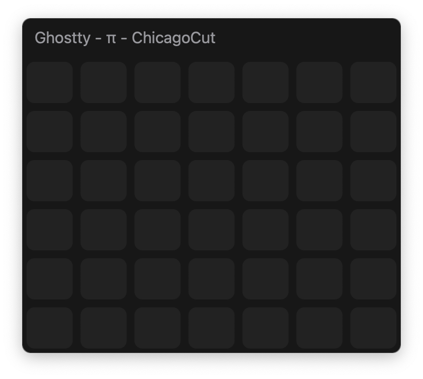 Chicago Cut’s seven-column, six-row window placement grid for a Ghostty window